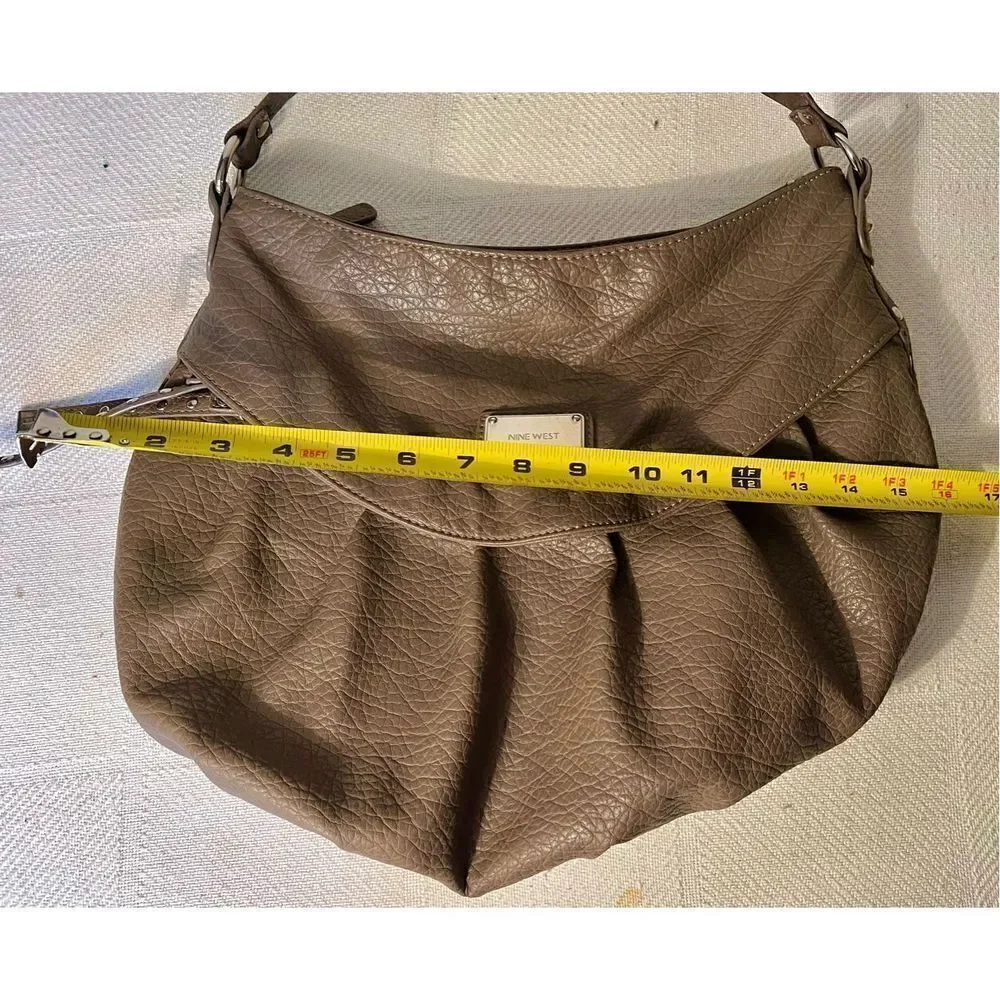 Nine West Large Gray Faux Pebble Leather Shoulder Bag